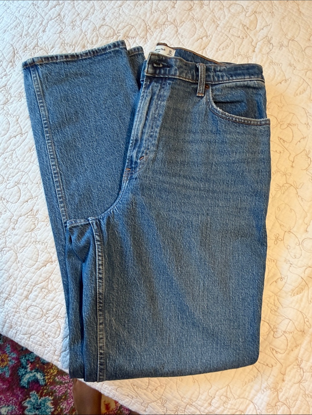 Abercrombie & Fitch Blue Curve Love 90s Straight Ultra High Rise Jeans